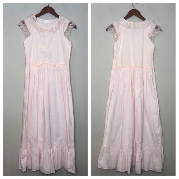 Other - PINK LACE AND BOW Midi Length Night Dress Pajamas